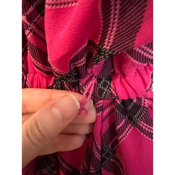 Torrid Berry Plaid Chiffon Scoop Neck Mini Midi Dress Womens 2 2X Lined Sundress - Picture 6 of 6